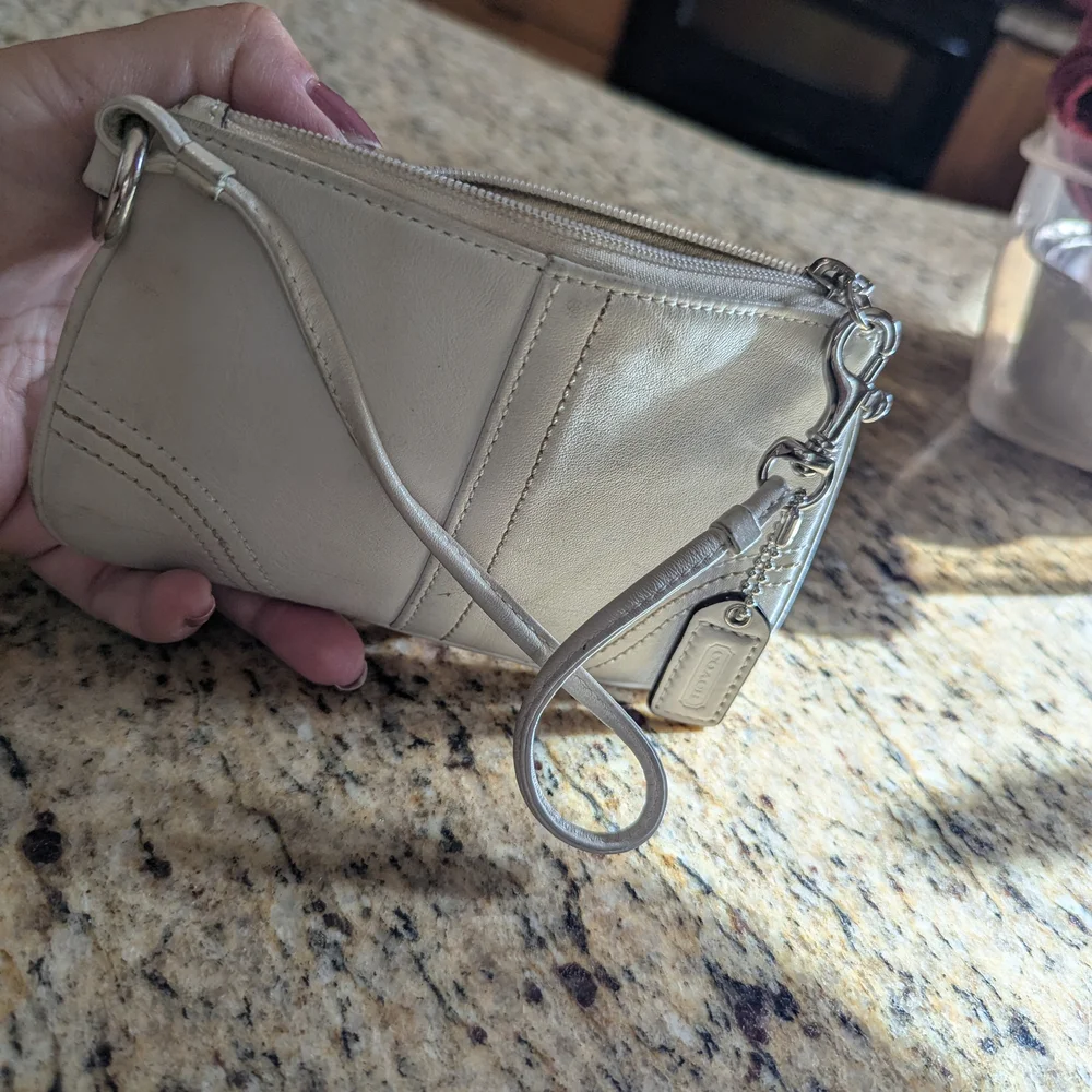 Coach Cream Wristlet Clutch